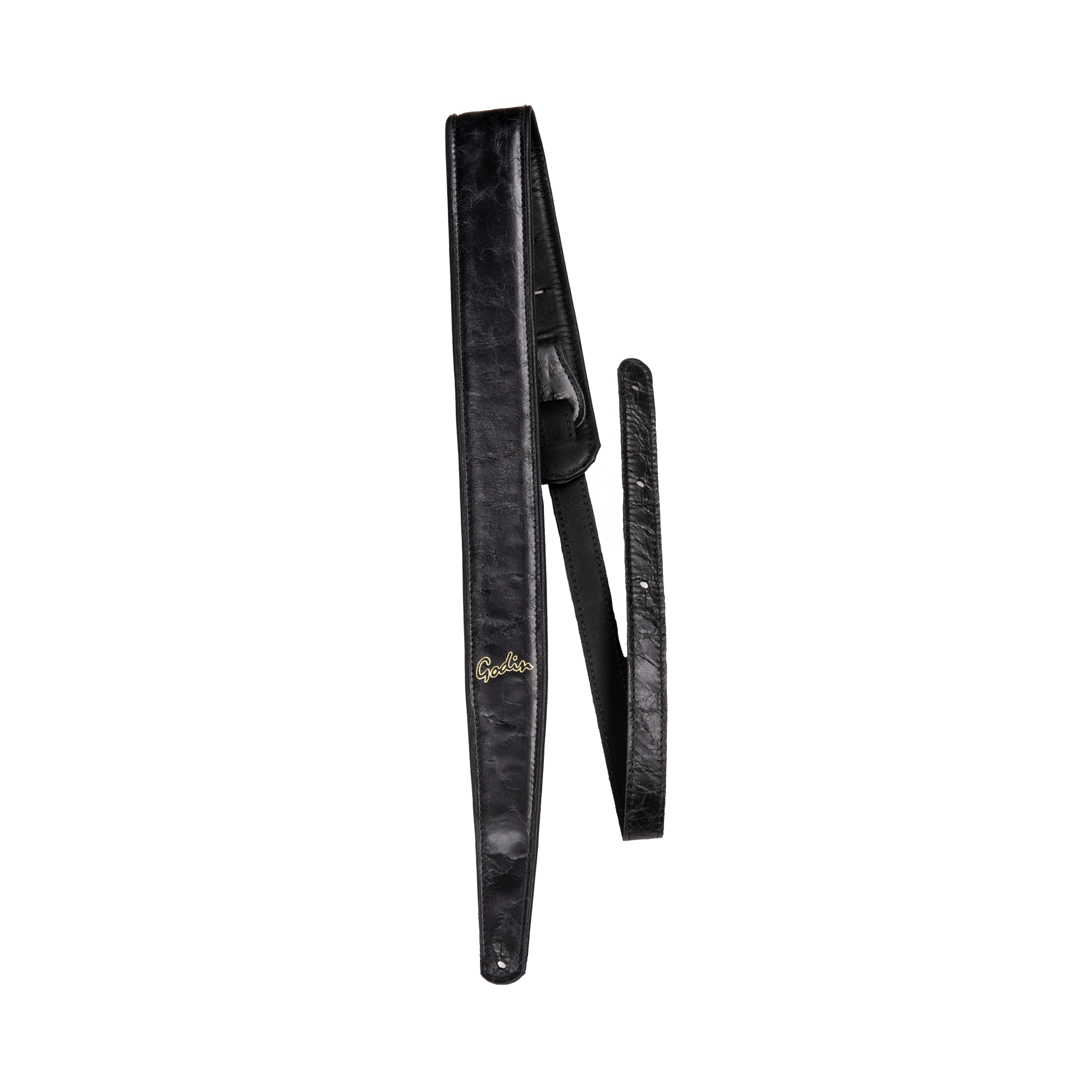 Godin Black Distressed Leather Felt Pad Strap