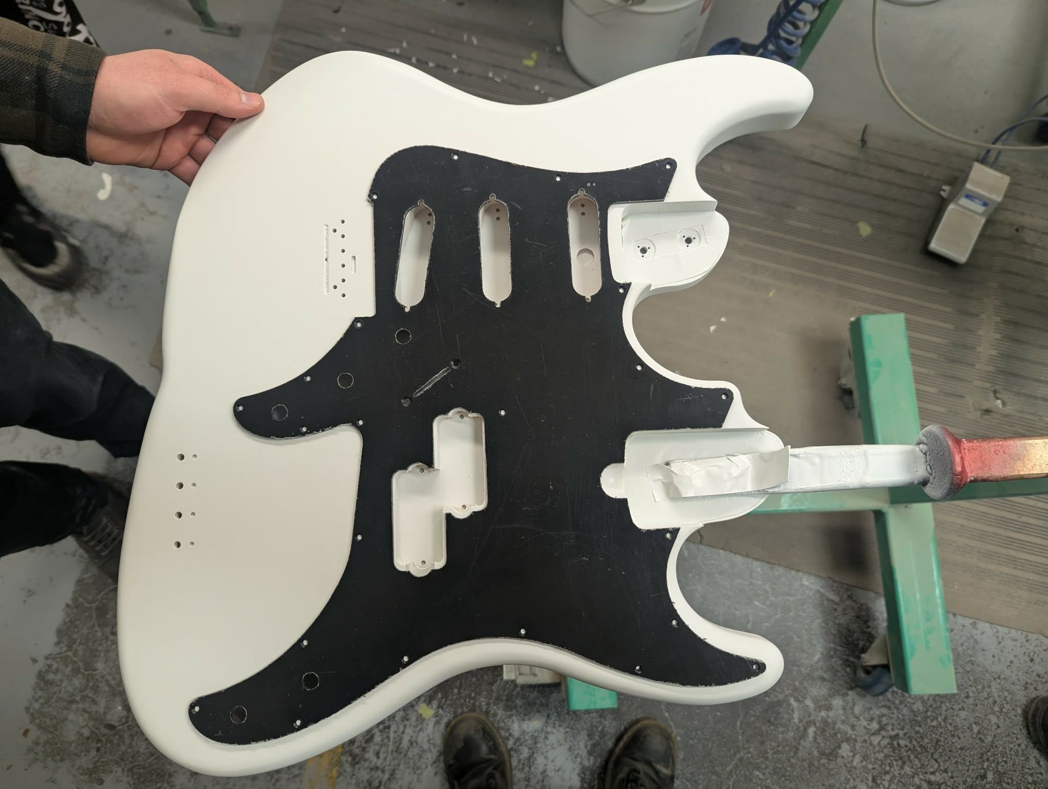 Pickguard test on sanded body